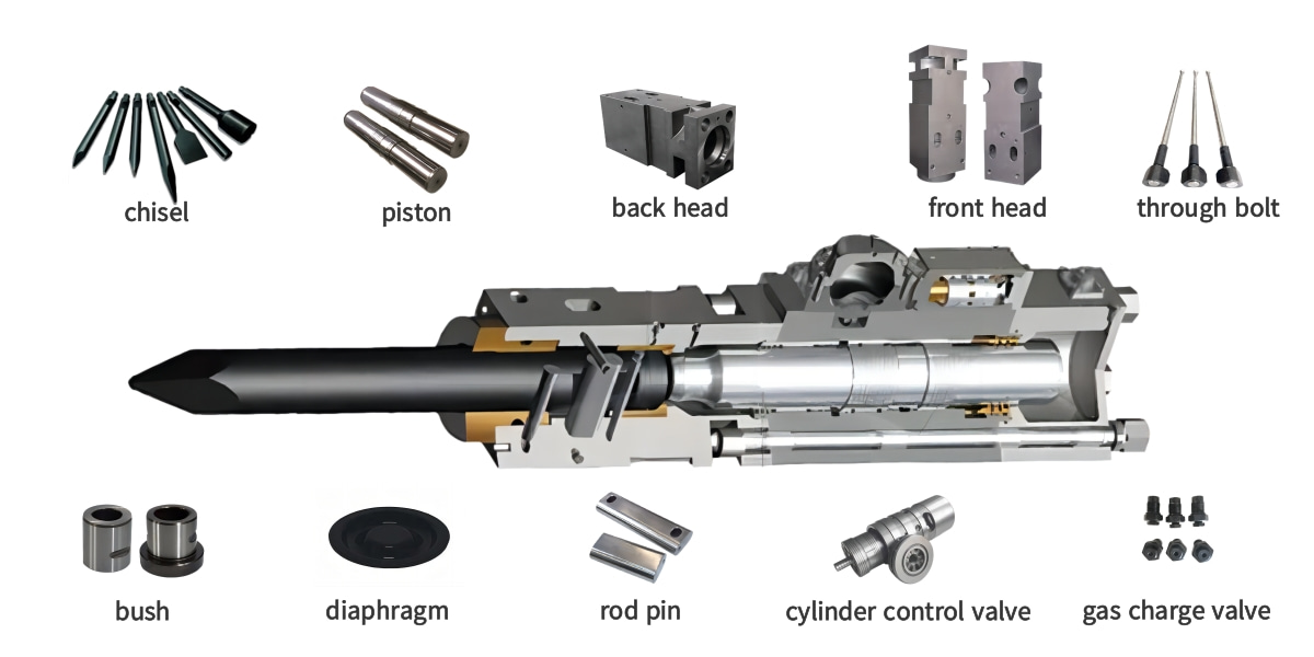 hydraulic breaker hammer rod pin