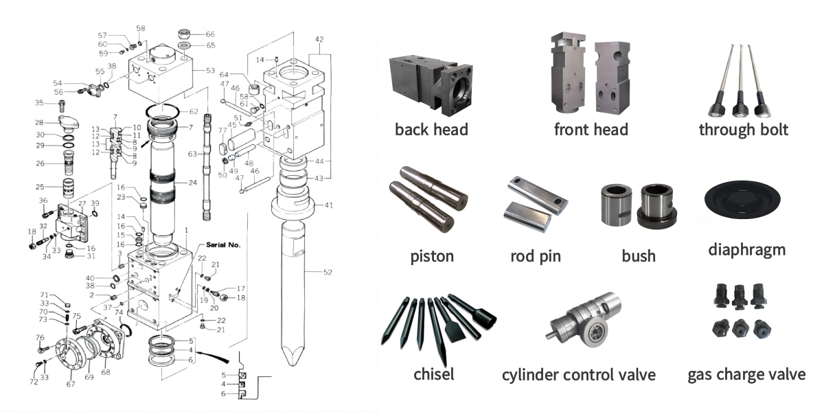 Through Bolt for Hydraulic Hammer
